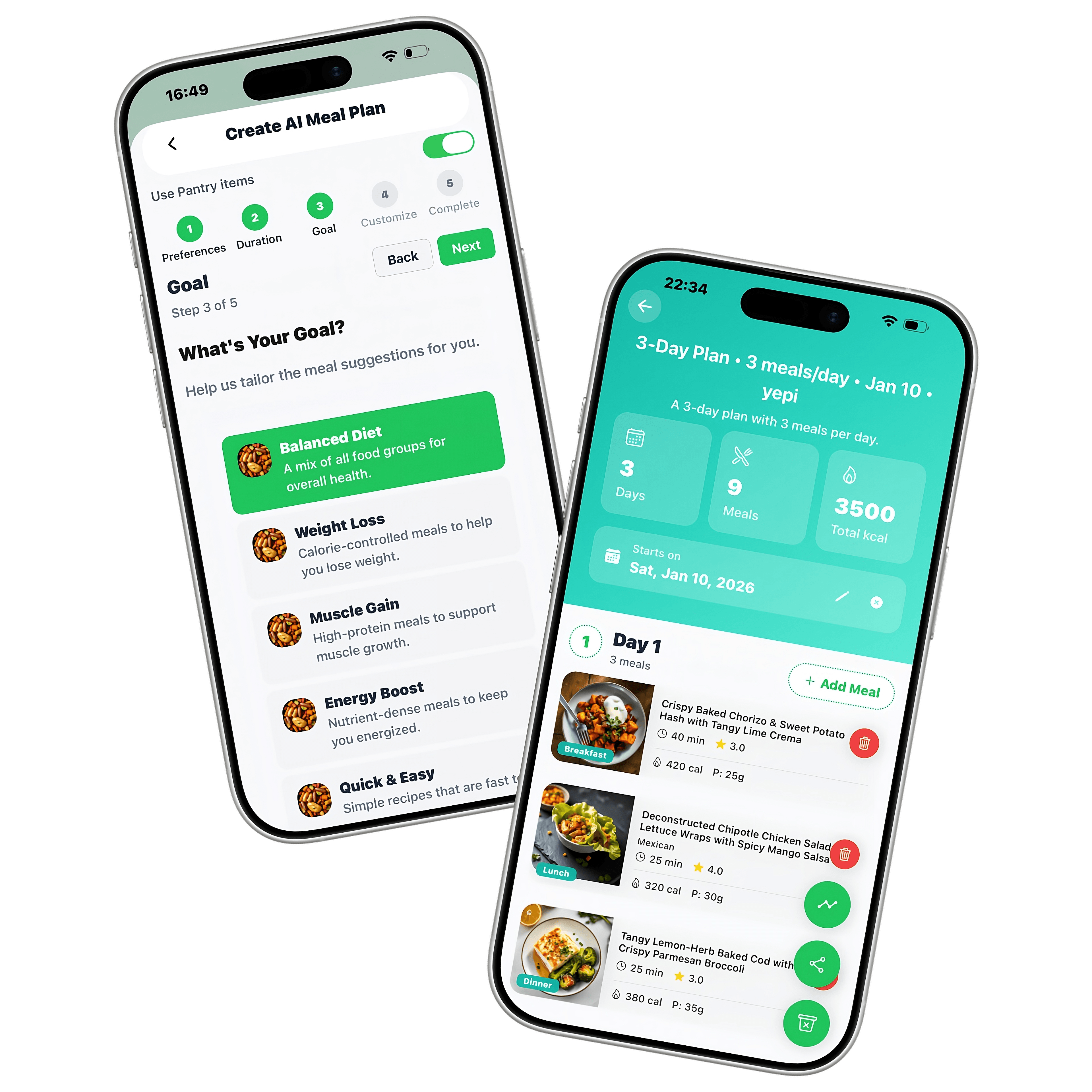 Meal plan creation and results